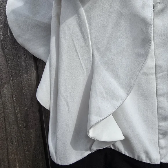 ASOS Jumpsuit Womens 8 Black White Ruffle Sleeve Colorblock Party One Piece - Picture 12 of 16